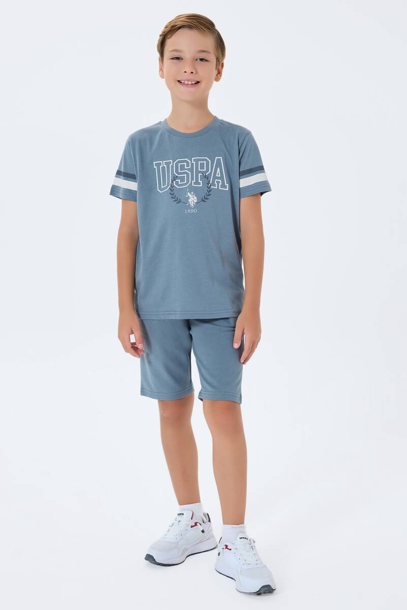 U.S. Polo Assn. Erkek Çocuk Gri Bermuda Takım