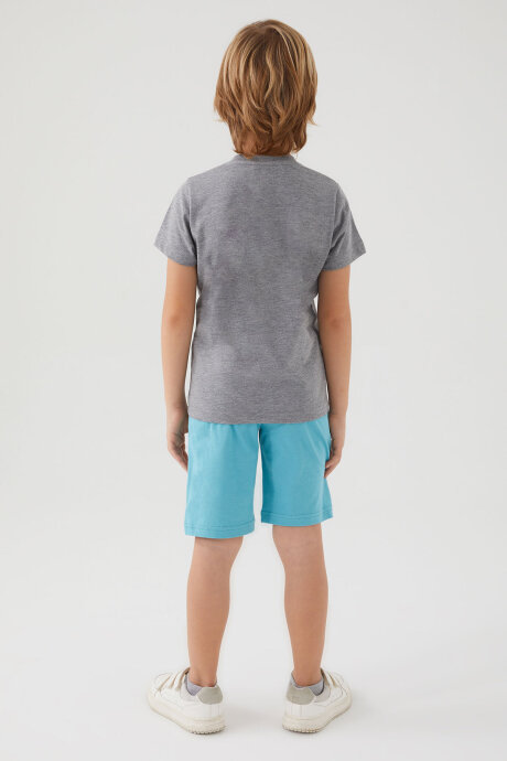 U.S. Polo Assn. Erkek Çocuk Pamuklu Bisiklet Yaka Pigment Baskılı Yazlık Regular Fit Gri Bermuda Takım US1369-C-V5 - 5