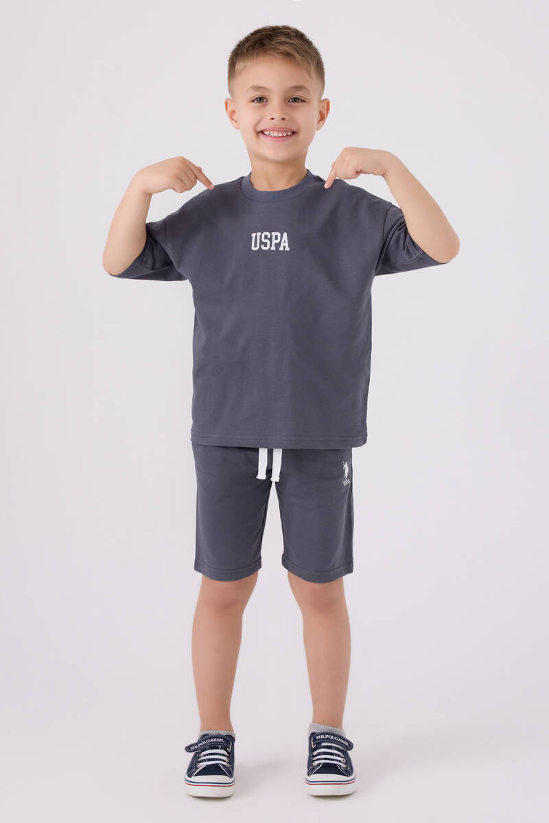 U.S. Polo Assn. Erkek Çocuk Gri Bermuda Takım
