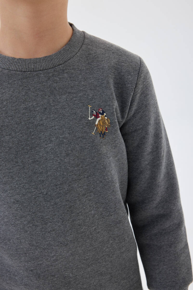 U.S. Polo Assn. Erkek Çocuk Pamuklu Bisiklet Yaka Empirme Baskılı Kışlık Regular Fit Gri Eşofman Takımı US1186-C-V3 - 4