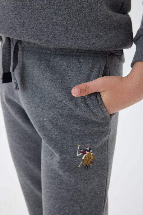 U.S. Polo Assn. Erkek Çocuk Pamuklu Bisiklet Yaka Empirme Baskılı Kışlık Regular Fit Gri Eşofman Takımı US1186-C-V3 - 5