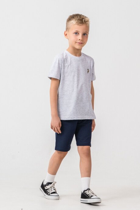 U.S. Polo Assn. Erkek Çocuk Pamuklu Bisiklet Yaka Nakışlı Yazlık Regular Fit Gri Bermuda Takım US2470-C-V1 - 3