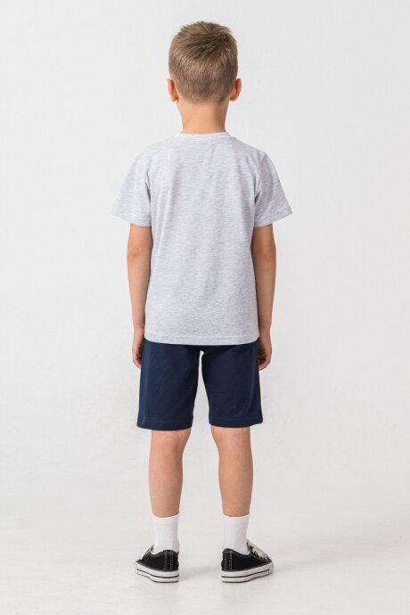 U.S. Polo Assn. Erkek Çocuk Pamuklu Bisiklet Yaka Nakışlı Yazlık Regular Fit Gri Bermuda Takım US2470-C-V1 - 4