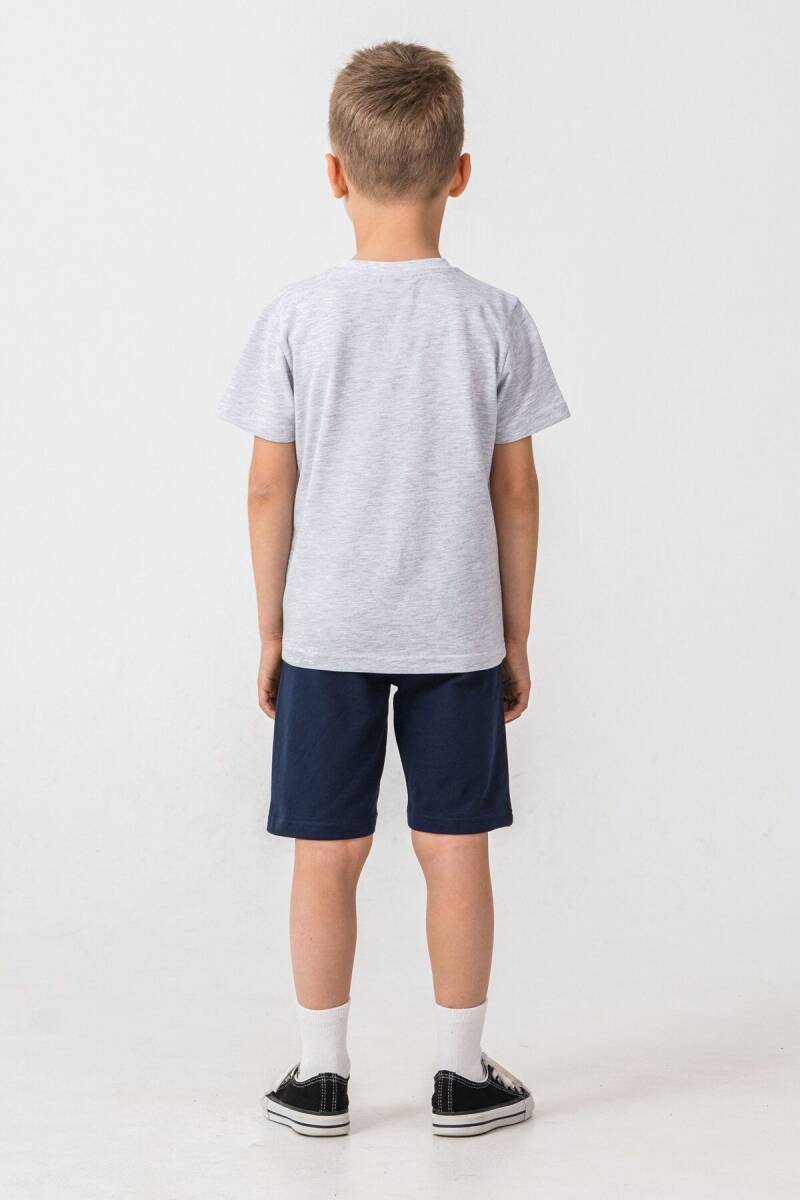 U.S. Polo Assn. Erkek Çocuk Pamuklu Bisiklet Yaka Nakışlı Yazlık Regular Fit Gri Bermuda Takım US2470-C-V1 - 4
