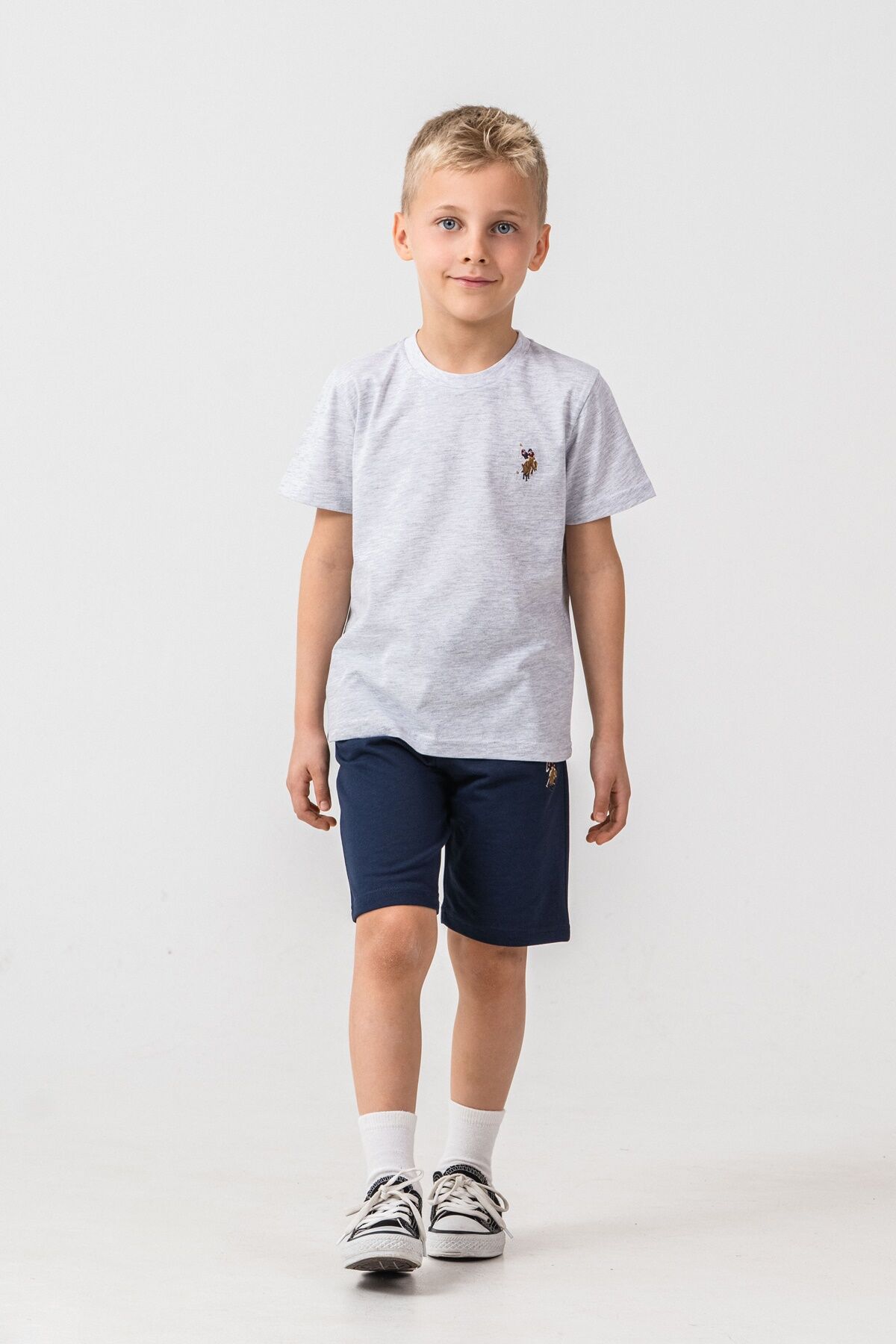 U.S Polo Assn. Erkek Çocuk Gri Bermuda Takım