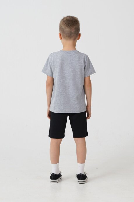 U.S. Polo Assn. Erkek Çocuk Pamuklu Bisiklet Yaka Nakışlı Yazlık Regular Fit Gri Bermuda Takım US2470-C-V2 - 4