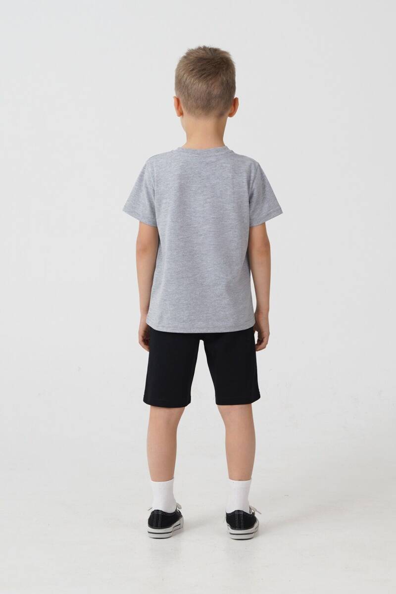U.S. Polo Assn. Erkek Çocuk Pamuklu Bisiklet Yaka Nakışlı Yazlık Regular Fit Gri Bermuda Takım US2470-C-V2 - 4