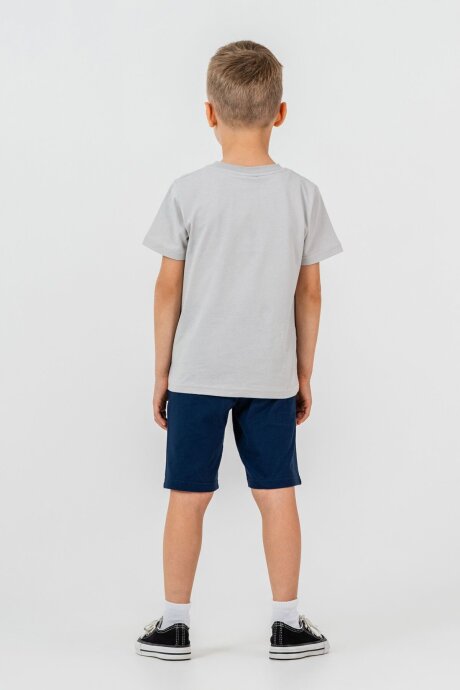 U.S. Polo Assn. Erkek Çocuk %100 Pamuk Bisiklet Yaka Nakışlı Yazlık Regular Fit Gri Bermuda Takım US2419-C-V3 - 4