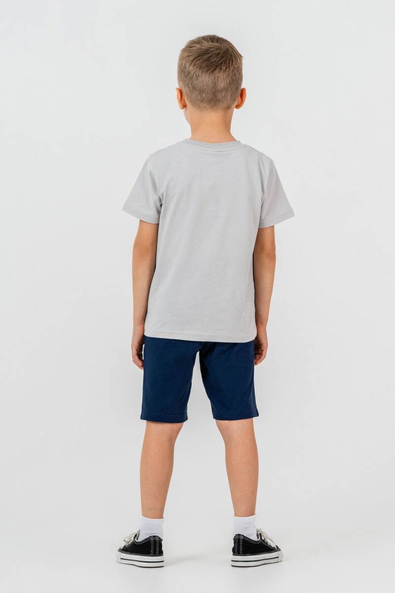 U.S. Polo Assn. Erkek Çocuk %100 Pamuk Bisiklet Yaka Nakışlı Yazlık Regular Fit Gri Bermuda Takım US2419-C-V3 - 4