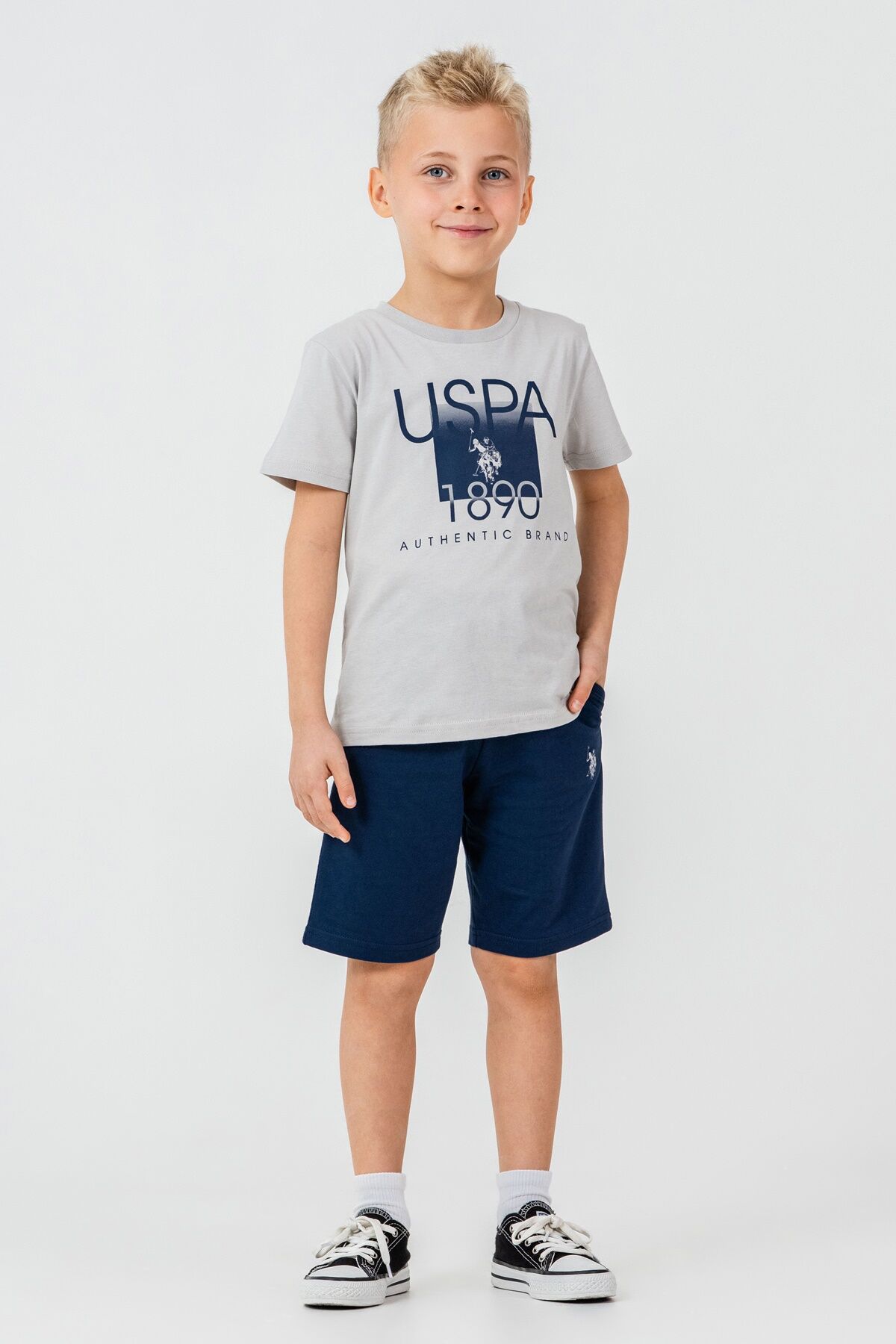U.S Polo Assn. Erkek Çocuk Gri Bermuda Takım