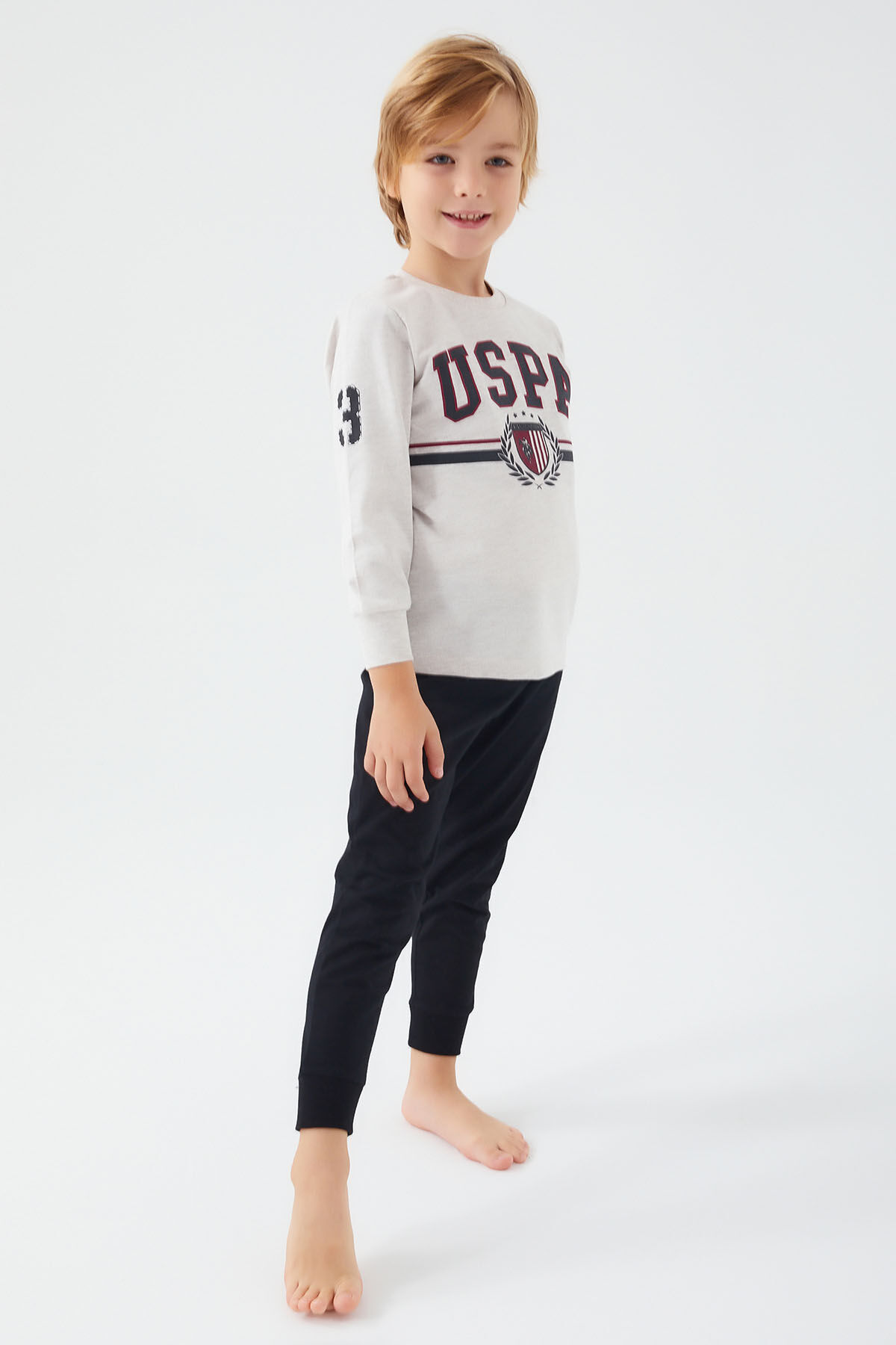 U.S. Polo Assn Erkek Çocuk Beyaz Pijama Takımı
