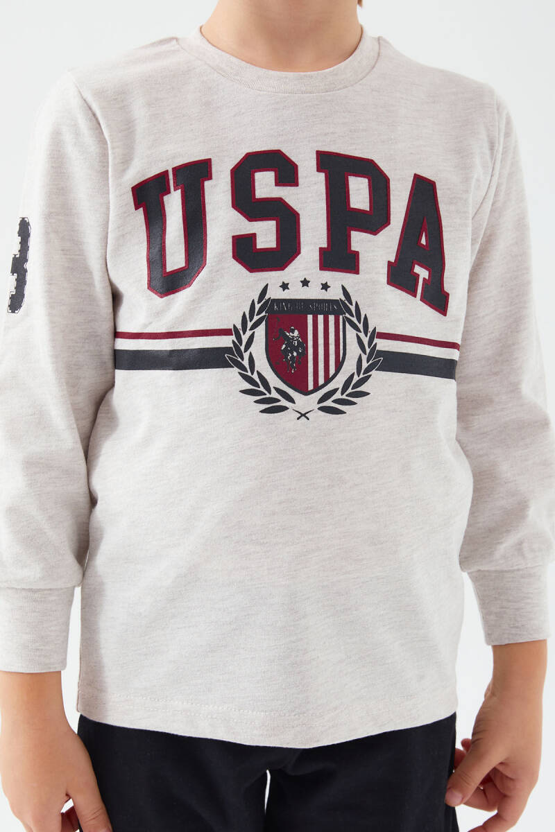 U.S. Polo Assn. Erkek Çocuk Bisiklet Yaka Pigment Baskılı Kışlık Regular Fit Beyaz Pijama Takımı US1191-C-V2 - 4