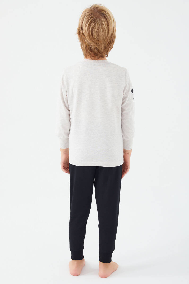 U.S. Polo Assn. Erkek Çocuk Bisiklet Yaka Pigment Baskılı Kışlık Regular Fit Beyaz Pijama Takımı US1191-C-V2 - 5