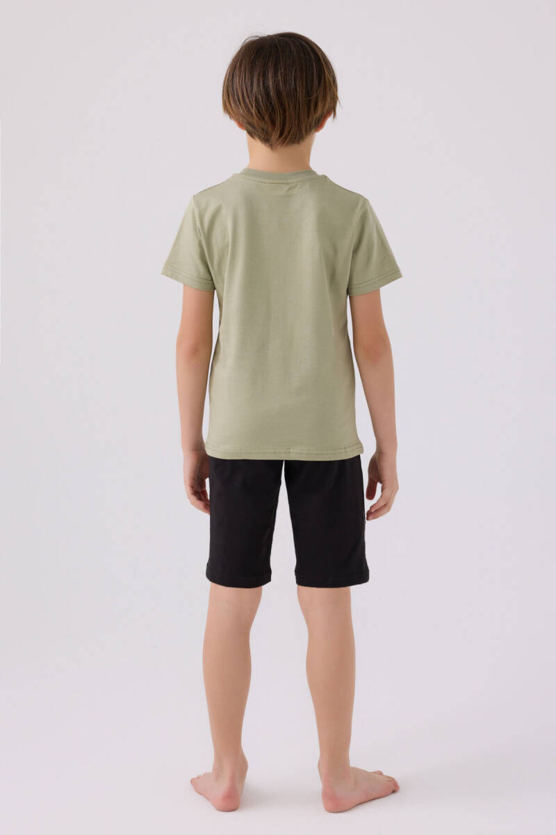 U.S. Polo Assn. Erkek Çocuk Bisiklet Yaka Sargı Nakışlı Yazlık Regular Fit Haki Bermuda Takım US1391-C-V10 - 5