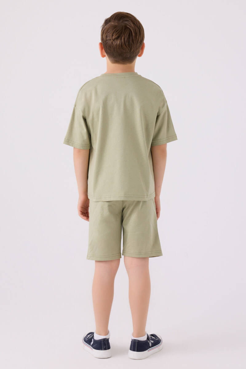 U.S. Polo Assn. Erkek Çocuk Bisiklet Yaka Sargı Nakışlı Yazlık Regular Fit Haki Bermuda Takım US1779-C-V13 - 5
