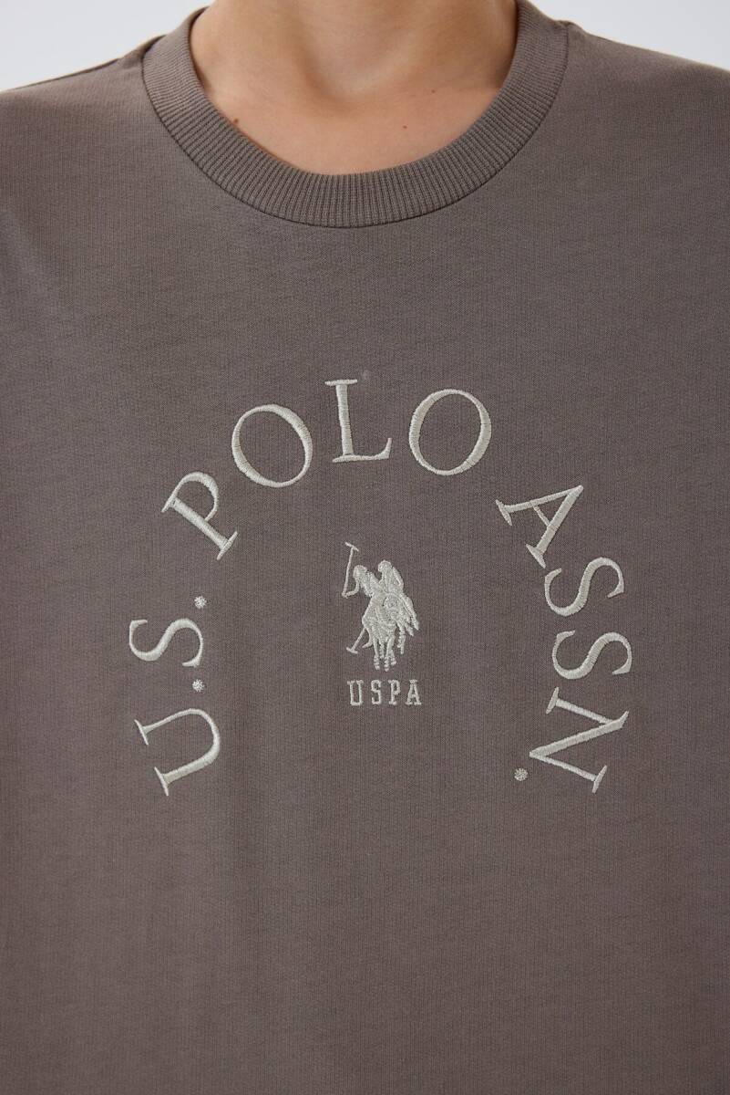 U.S. Polo Assn. Erkek Çocuk %100 Pamuk Bisiklet Yaka Nakışlı Yazlık Regular Fit Kahverengi Bermuda Takım US2428-C-V1 - 3