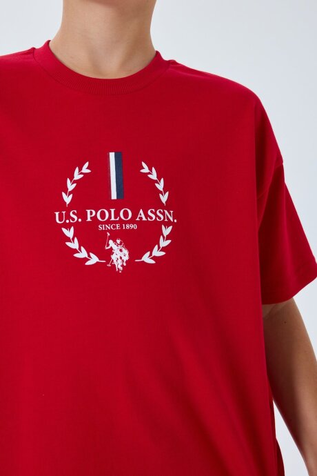 U.S. Polo Assn. Erkek Çocuk %100 Pamuk Bisiklet Yaka Nakışlı Yazlık Regular Fit Kırmızı Bermuda Takım US2408-C-V1 - 3