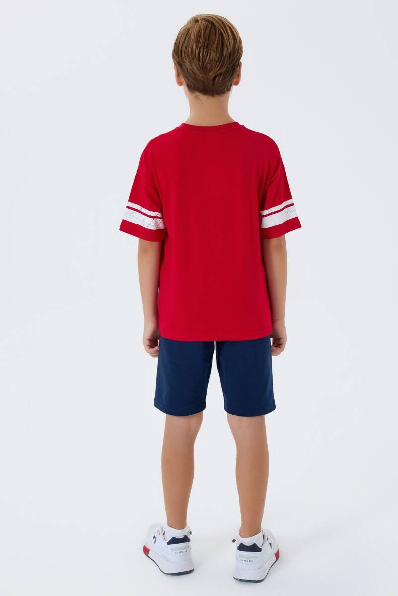 U.S. Polo Assn. Erkek Çocuk Bisiklet Yaka Nakışlı Yazlık Regular Fit Kırmızı Bermuda Takım US2415-C-V2 - 4