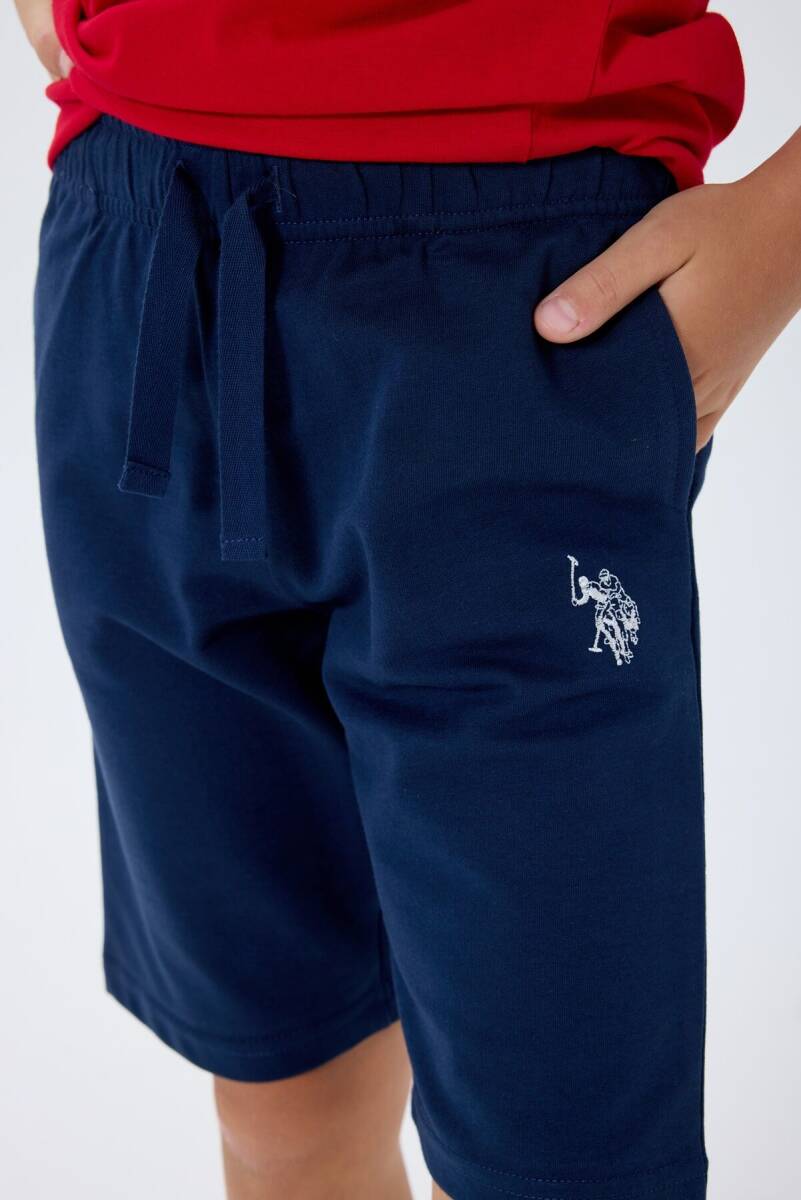 U.S. Polo Assn. Erkek Çocuk %100 Pamuk Bisiklet Yaka Nakışlı Yazlık Regular Fit Kırmızı Bermuda Takım US2417-C-V2 - 5