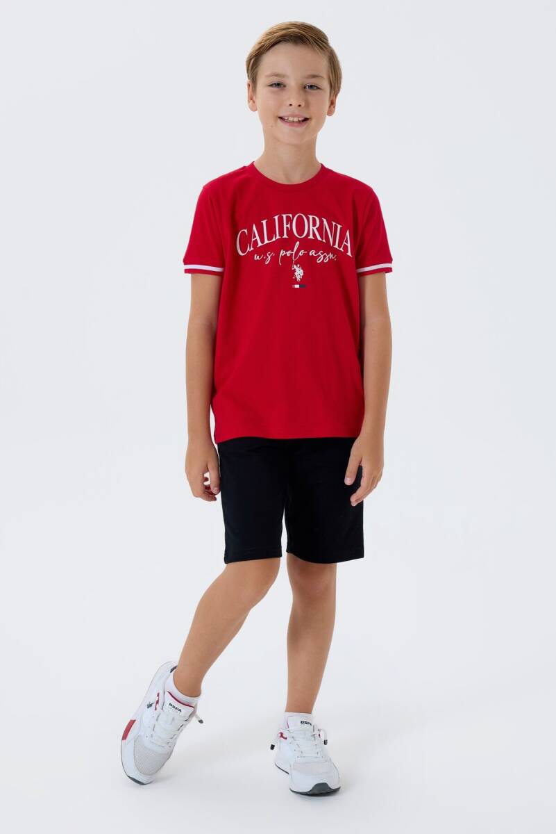U.S. Polo Assn. Erkek Çocuk %100 Pamuk Bisiklet Yaka Nakışlı Yazlık Regular Fit Kırmızı Bermuda Takım US2426-C-V2 - 5
