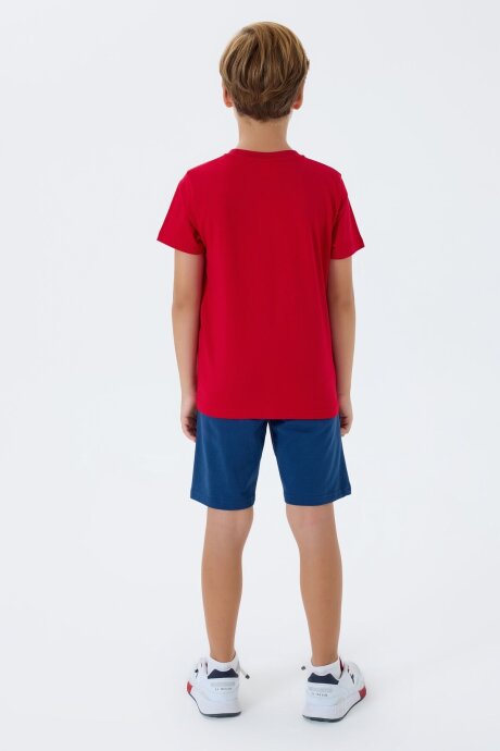 U.S. Polo Assn. Erkek Çocuk Bisiklet Yaka Nakışlı Yazlık Regular Fit Kırmızı Bermuda Takım US2432-C-V3 - 4
