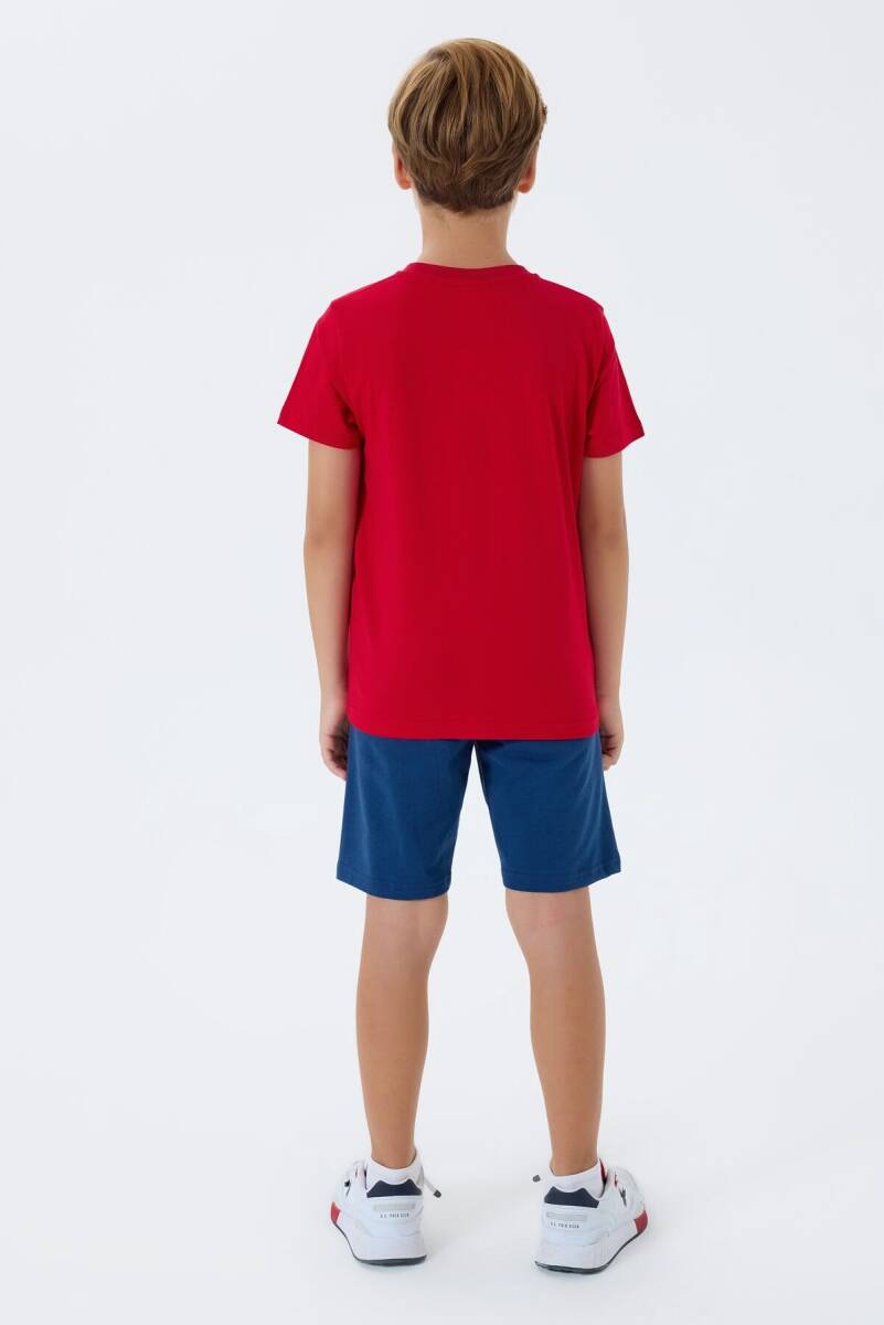 U.S. Polo Assn. Erkek Çocuk Bisiklet Yaka Nakışlı Yazlık Regular Fit Kırmızı Bermuda Takım US2432-C-V3 - 4