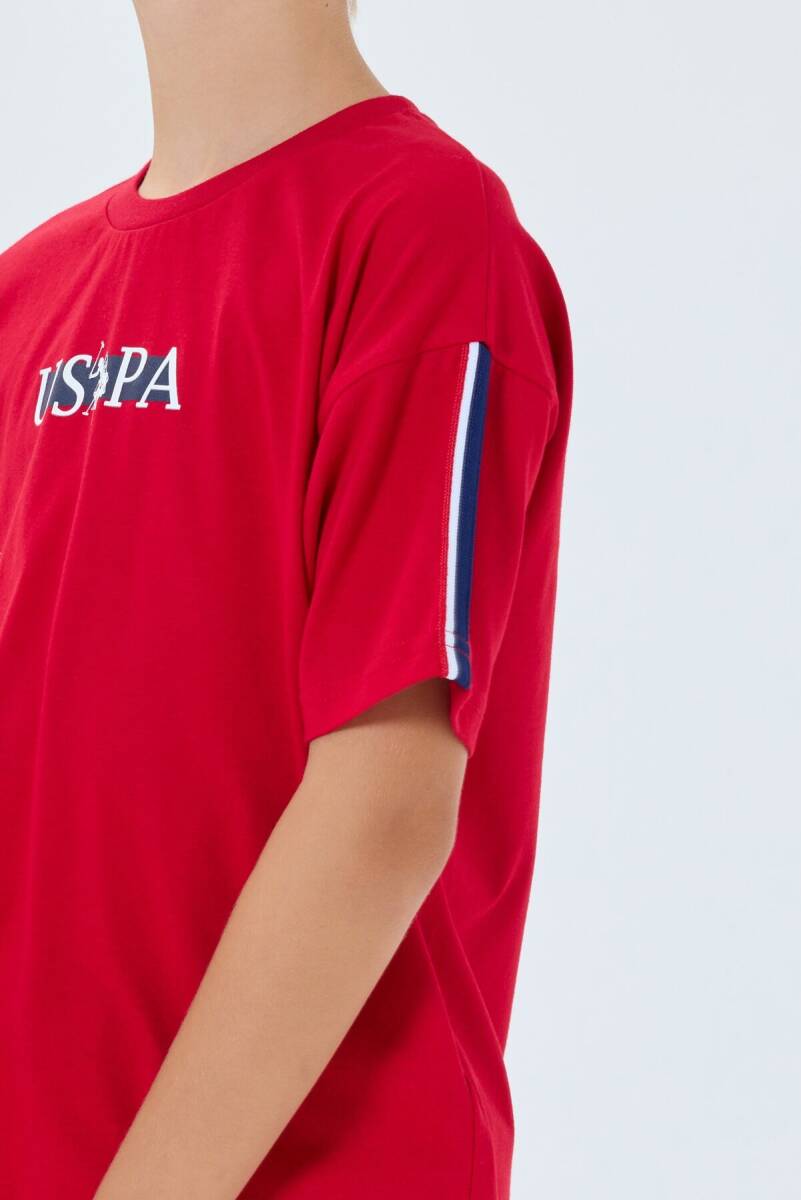 U.S. Polo Assn. Erkek Çocuk Bisiklet Yaka Nakışlı Yazlık Regular Fit Kırmızı Bermuda Takım US2402-C-V1 - 3