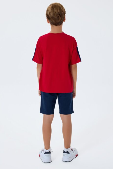 U.S. Polo Assn. Erkek Çocuk Bisiklet Yaka Nakışlı Yazlık Regular Fit Kırmızı Bermuda Takım US2402-C-V1 - 4