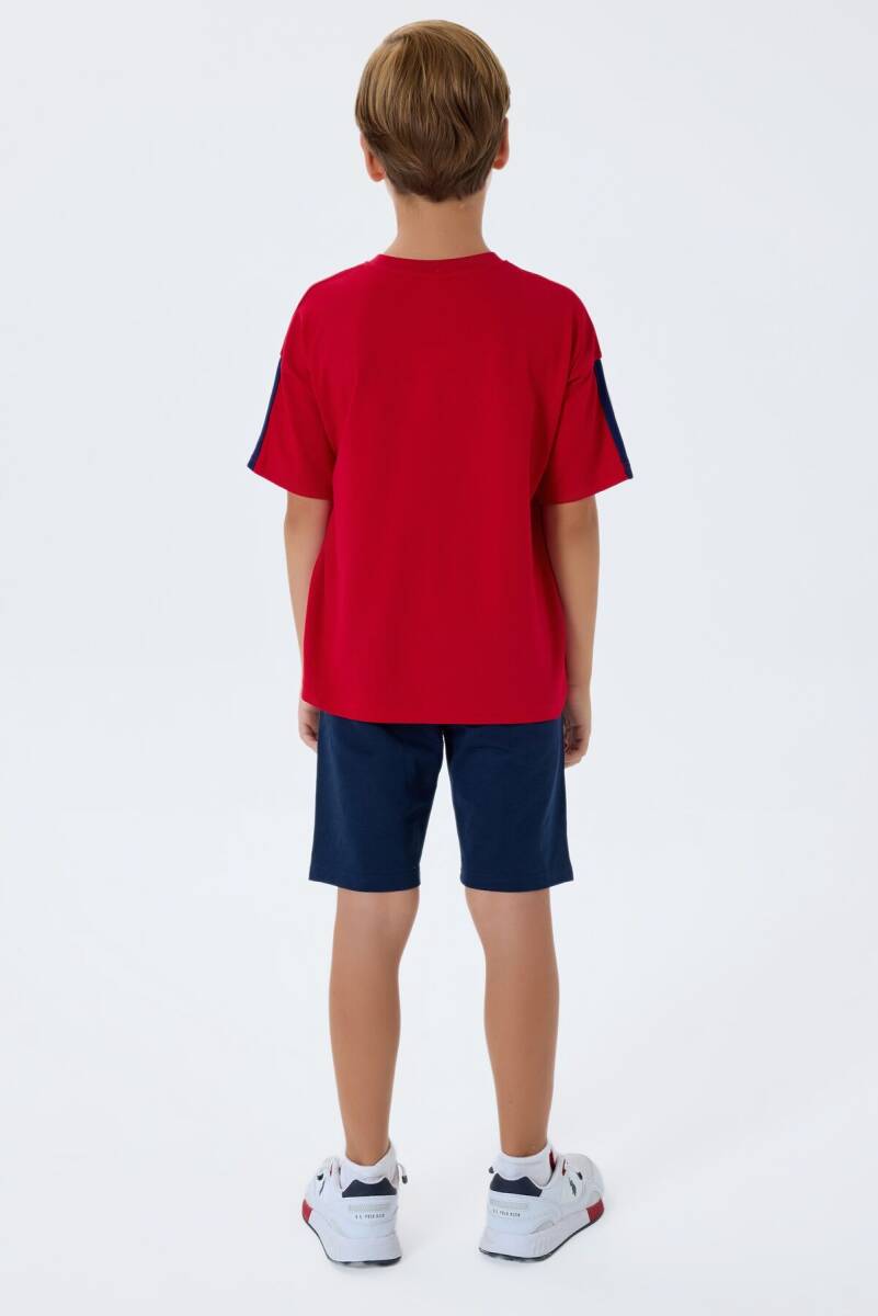 U.S. Polo Assn. Erkek Çocuk Bisiklet Yaka Nakışlı Yazlık Regular Fit Kırmızı Bermuda Takım US2402-C-V1 - 4