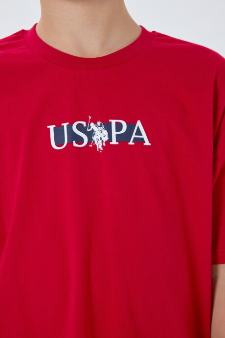 U.S. Polo Assn. Erkek Çocuk Bisiklet Yaka Nakışlı Yazlık Regular Fit Kırmızı Bermuda Takım US2402-C-V1 - 5
