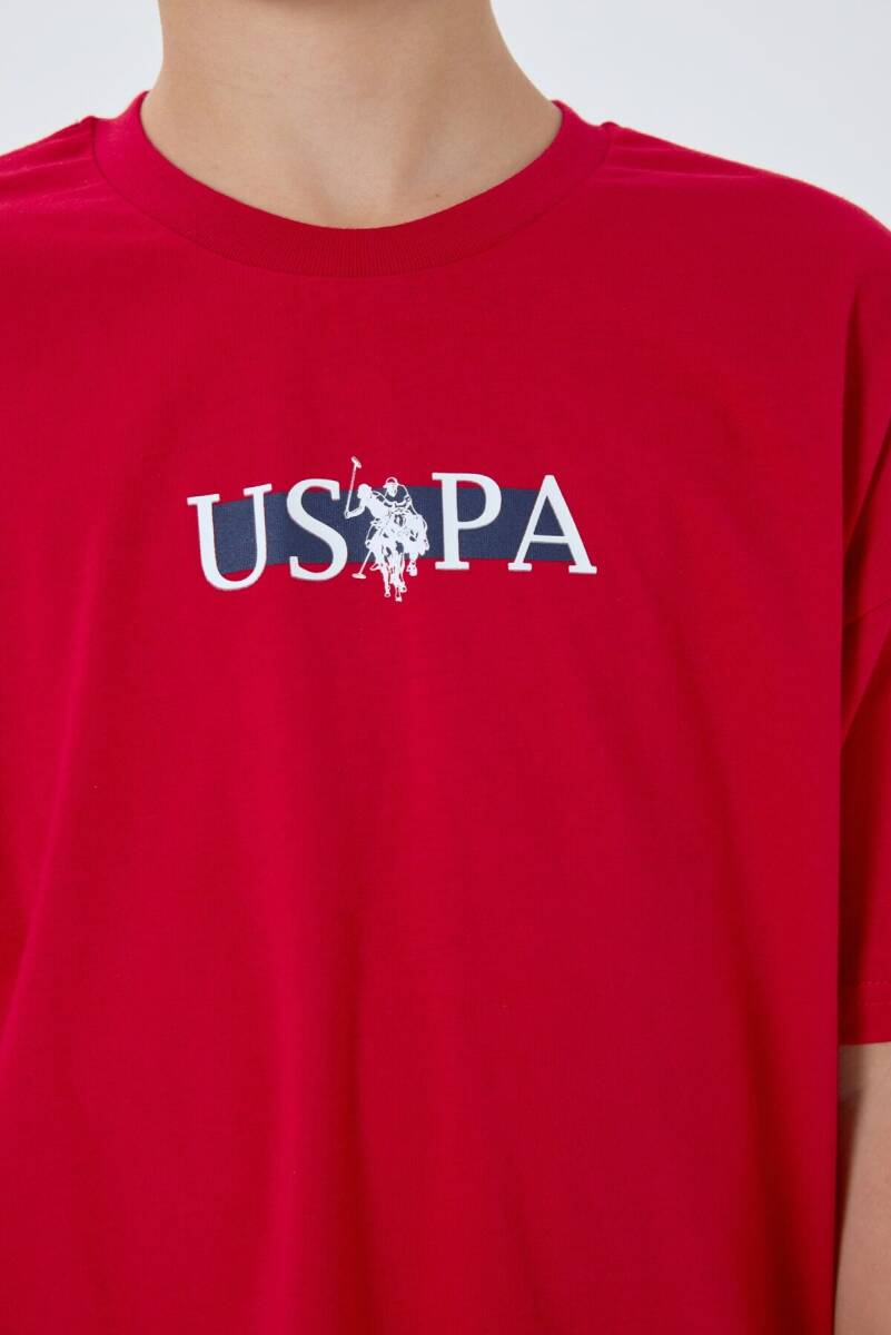 U.S. Polo Assn. Erkek Çocuk Bisiklet Yaka Nakışlı Yazlık Regular Fit Kırmızı Bermuda Takım US2402-C-V1 - 5