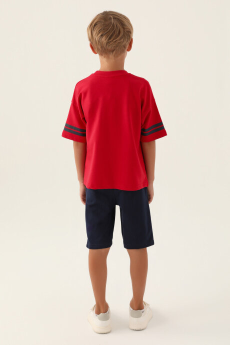 U.S. Polo Assn. Erkek Çocuk Pamuklu Bisiklet Yaka Pigment Baskılı Yazlık Regular Fit Kırmızı Bermuda Takım US1709-C-V4 - 5