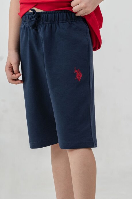 U.S. Polo Assn. Erkek Çocuk %100 Pamuk Bisiklet Yaka Nakışlı Yazlık Regular Fit Kırmızı Bermuda Takım US2427-C-V3 - 3