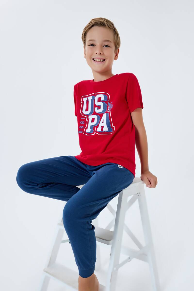 U.S. Polo Assn. Erkek Çocuk Kırmızı Pijama Takım