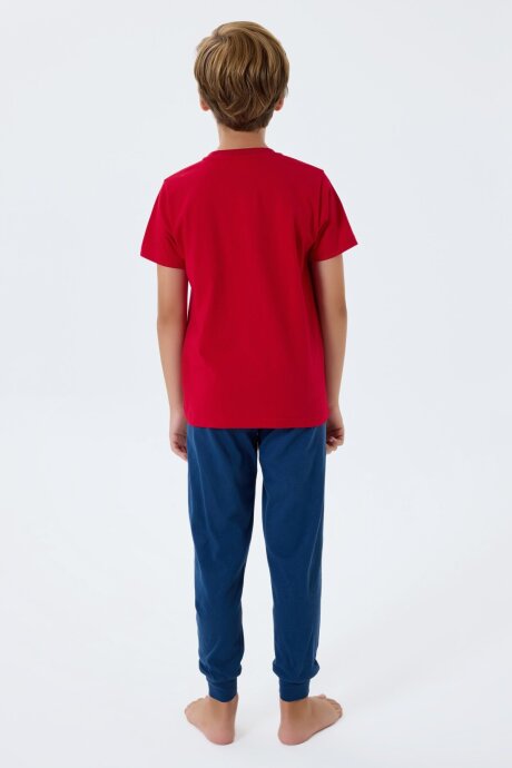 U.S. Polo Assn. Erkek Çocuk Bisiklet Yaka Nakışlı Yazlık Regular Fit Kırmızı Pijama Takımı US2410-C-V2 - 4