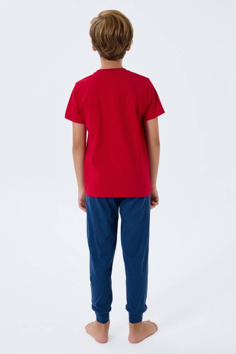 U.S. Polo Assn. Erkek Çocuk Bisiklet Yaka Nakışlı Yazlık Regular Fit Kırmızı Pijama Takımı US2410-C-V2 - 4