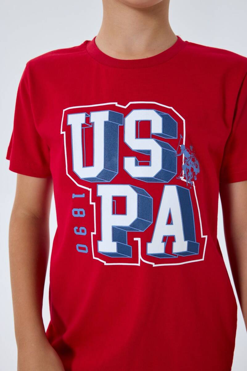 U.S. Polo Assn. Erkek Çocuk Bisiklet Yaka Nakışlı Yazlık Regular Fit Kırmızı Pijama Takımı US2410-C-V2 - 5