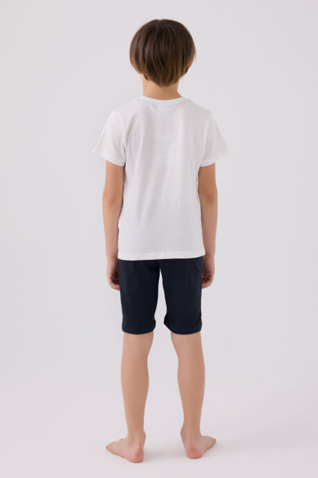 U.S. Polo Assn. Erkek Çocuk Pamuklu Bisiklet Yaka Sargı Nakışlı Yazlık Regular Fit Beyaz Bermuda Takım US1391-C-V7 - 5