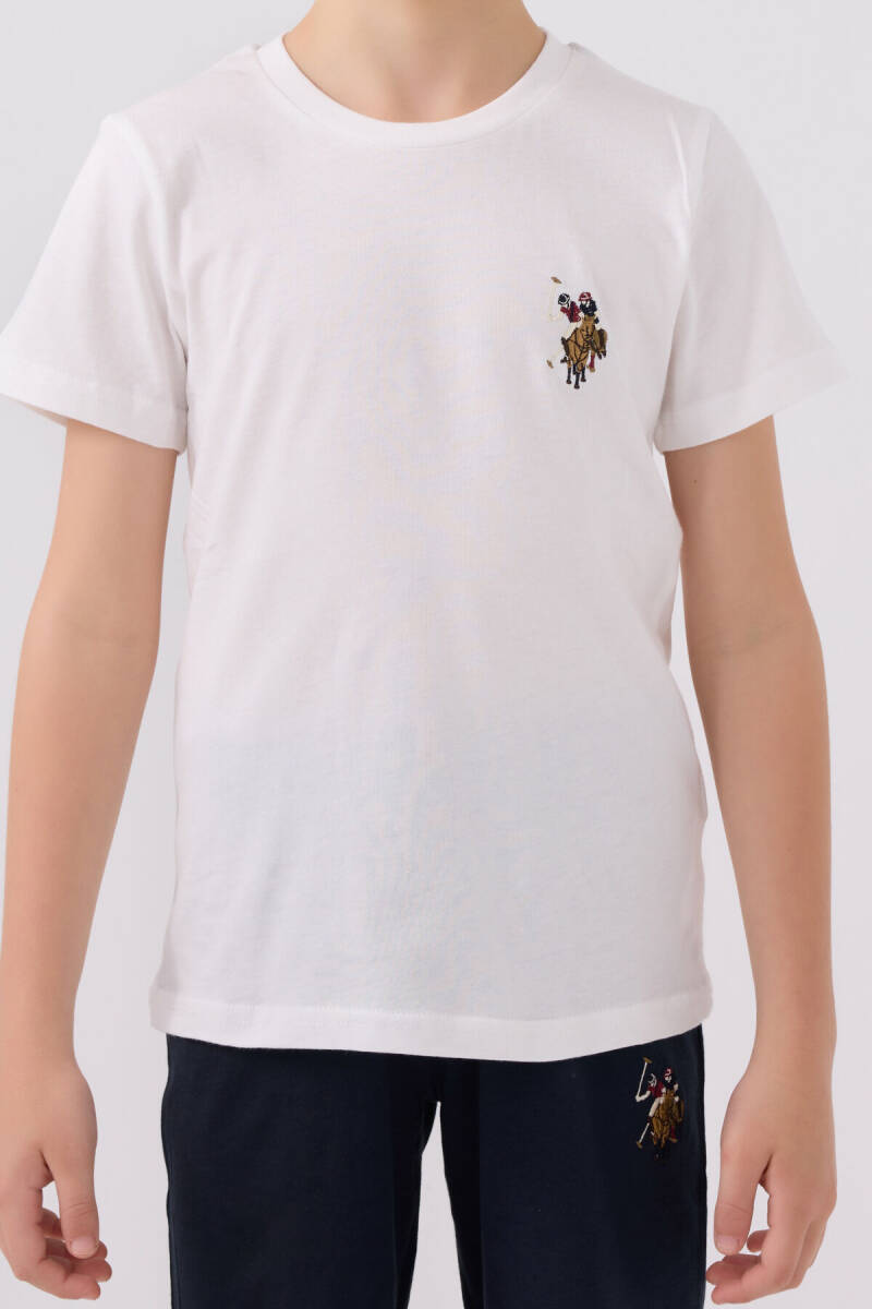 U.S. Polo Assn. Erkek Çocuk Pamuklu Bisiklet Yaka Sargı Nakışlı Yazlık Regular Fit Beyaz Bermuda Takım US1391-C-V7 - 4