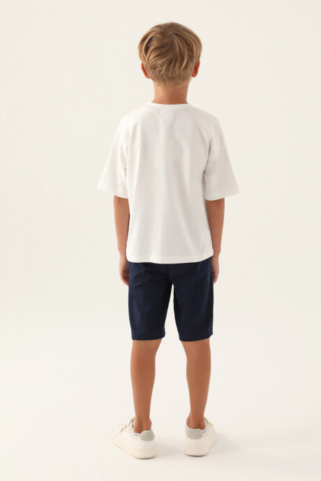 U.S. Polo Assn. Erkek Çocuk Pamuklu Bisiklet Yaka Pigment Baskılı Yazlık Regular Fit Krem Bermuda Takım US1735-C-V1 - 5