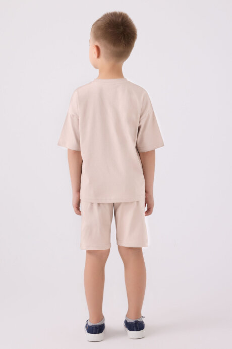 U.S. Polo Assn. Erkek Çocuk Bisiklet Yaka Sargı Nakışlı Yazlık Regular Fit Krem Bermuda Takım US1779-C-V39 - 5