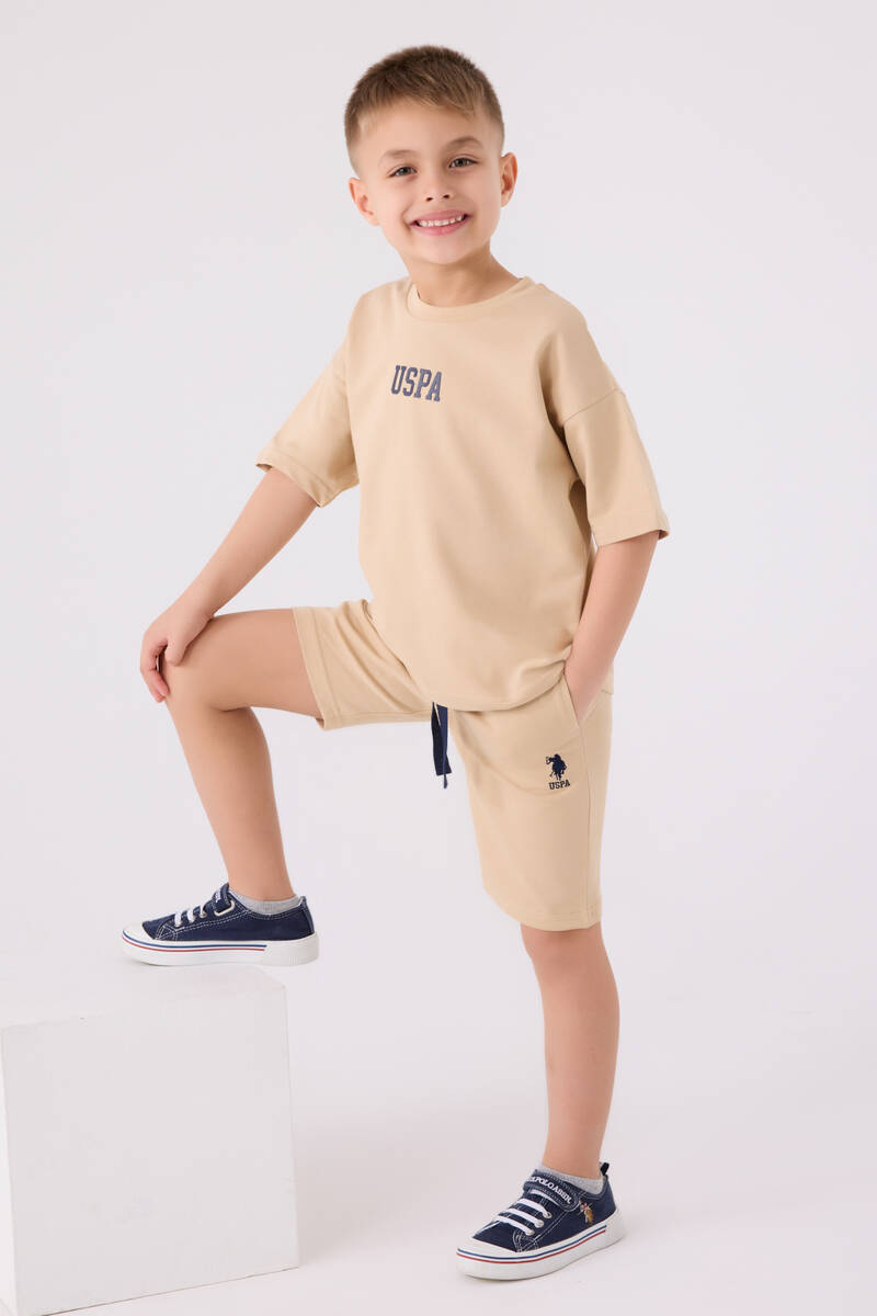 U.S. Polo Assn. Erkek Çocuk Kahverengi Bermuda Takım