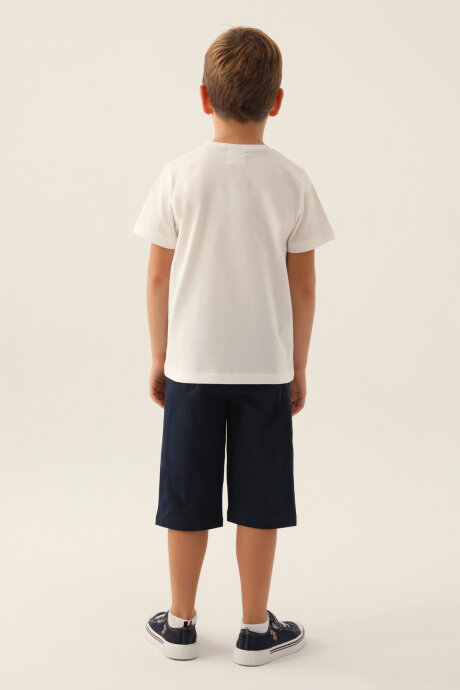 U.S. Polo Assn. Erkek Çocuk Bisiklet Yaka Pigment Baskılı Yazlık Regular Fit Krem Kapri Takım US1743-C-V1 - 5