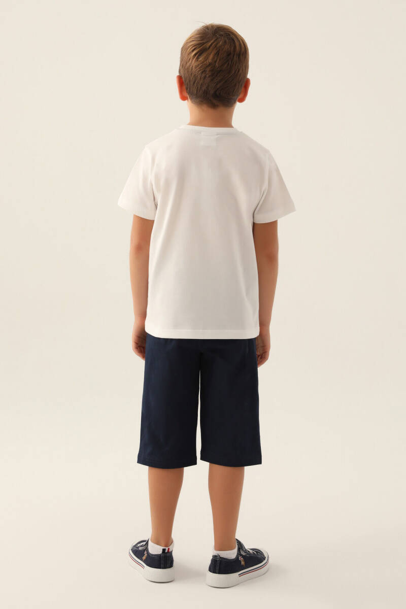 U.S. Polo Assn. Erkek Çocuk Bisiklet Yaka Pigment Baskılı Yazlık Regular Fit Krem Kapri Takım US1743-C-V1 - 5
