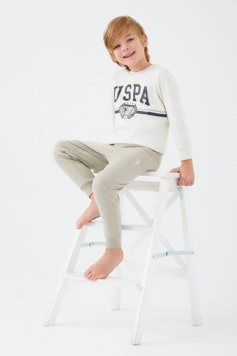 U.S. Polo Assn. Erkek Çocuk Krem Uzun Kol Pijama Takım