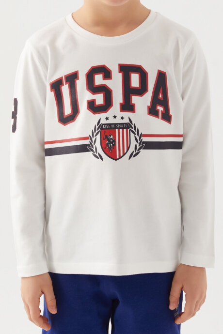U.S. Polo Assn. Erkek Çocuk Bisiklet Yaka Pigment Baskılı Kışlık Regular Fit Beyaz Pijama Takımı US1191-C-V6 - 4
