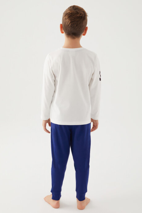 U.S. Polo Assn. Erkek Çocuk Bisiklet Yaka Pigment Baskılı Kışlık Regular Fit Beyaz Pijama Takımı US1191-C-V6 - 5