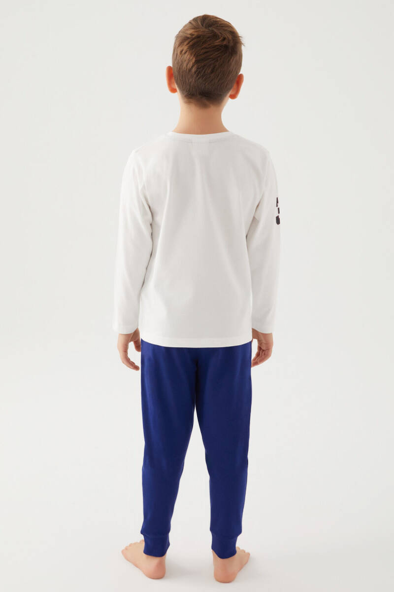 U.S. Polo Assn. Erkek Çocuk Bisiklet Yaka Pigment Baskılı Kışlık Regular Fit Beyaz Pijama Takımı US1191-C-V6 - 5