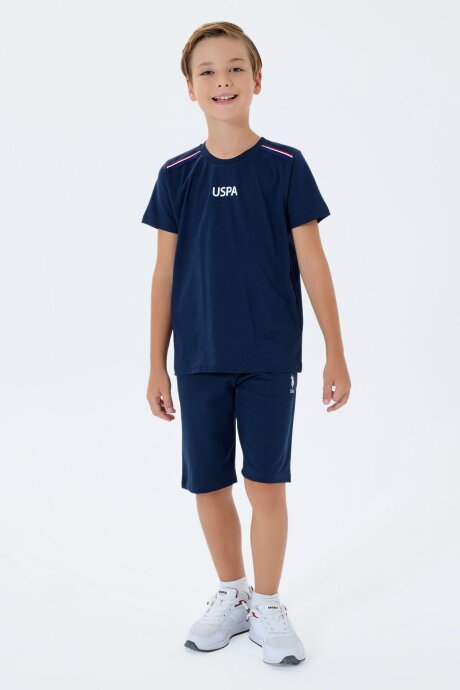 U.S. Polo Assn. Erkek Çocuk %100 Pamuk Bisiklet Yaka Nakışlı Yazlık Regular Fit Lacivert Bermuda Takım US2404-C-V2 