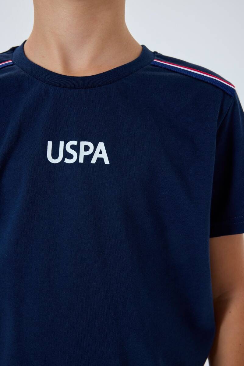 U.S. Polo Assn. Erkek Çocuk %100 Pamuk Bisiklet Yaka Nakışlı Yazlık Regular Fit Lacivert Bermuda Takım US2404-C-V2 - 3